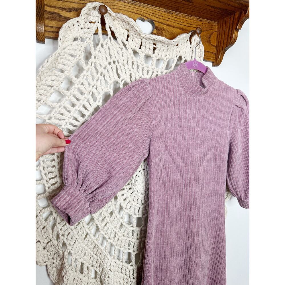 Anthropologie X Hutch Puff-Sleeved Knit Chenille Midi Dress Pink Size XS - Picture 3 of 6